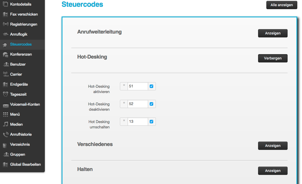 Hot desking Funktion